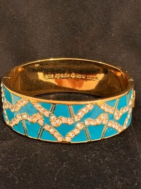 Vintage kate spade Gold-Tone Turquoise Pavé Bangle Bracelet